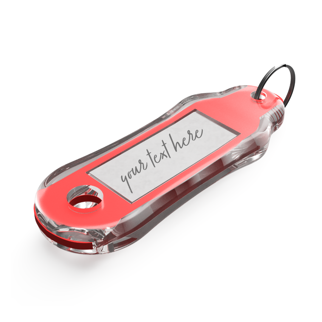 QUERGO NEO key tag with a coral insert and metal split ring